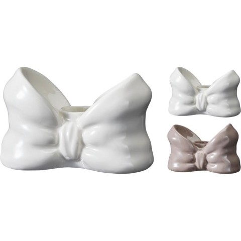 PORTACANDELA CERAMICA FIOCCO 2 COLORI H.8